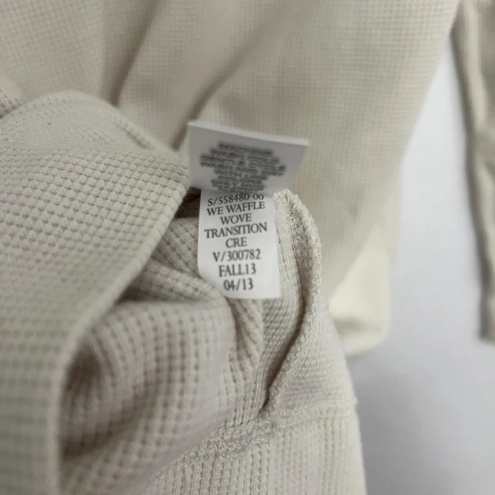 Banana Republic Hoodie Mens Small Beige Waffle Knit Henley Hooded Thermal Top